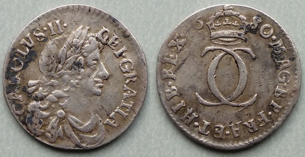 Charles II, 1680 maundy twopence Charles II, 1680 maundy twopence